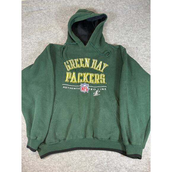 VINTAGE Green Bay Packers Hoodie Mens Large Green NFL Pro Line Logo Athletic 90s - Picture 1 of 4